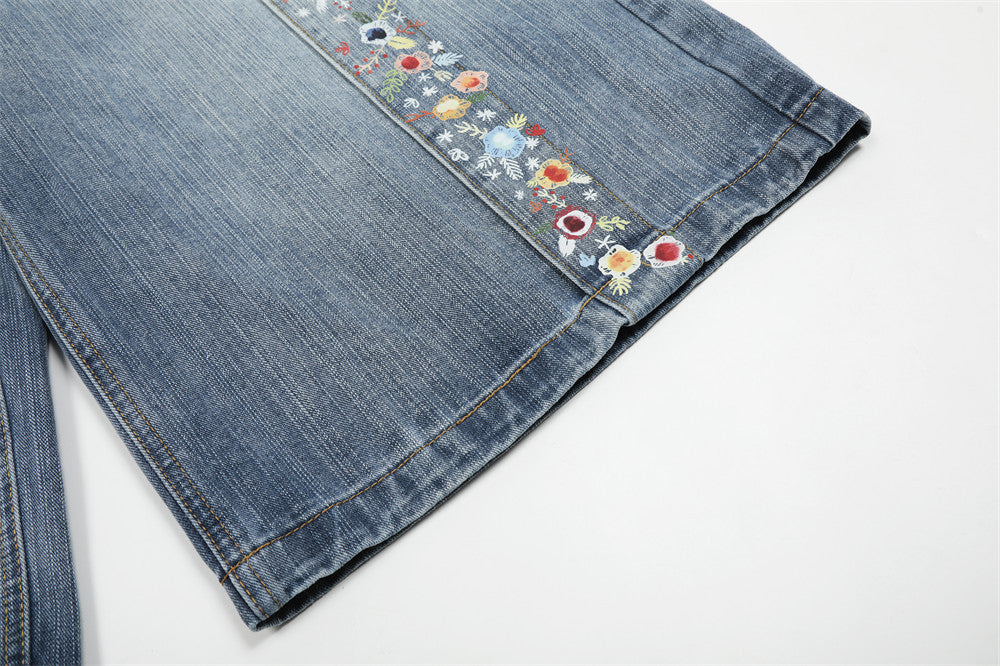 Jort en jean à imprimé floral