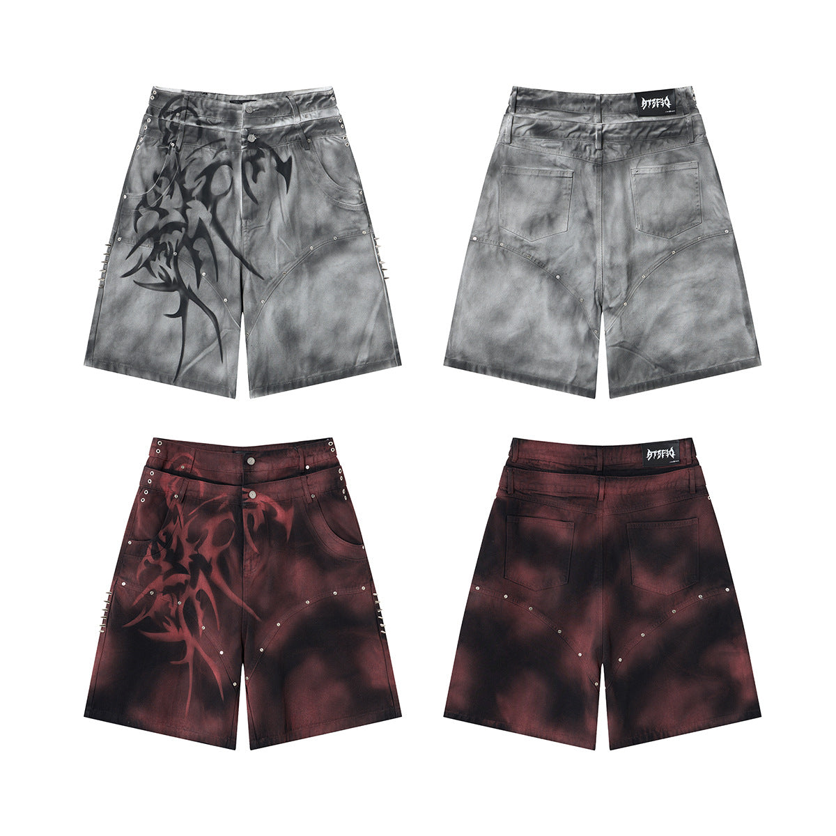Washed Graffiti Dirty-Dye Denim Jort