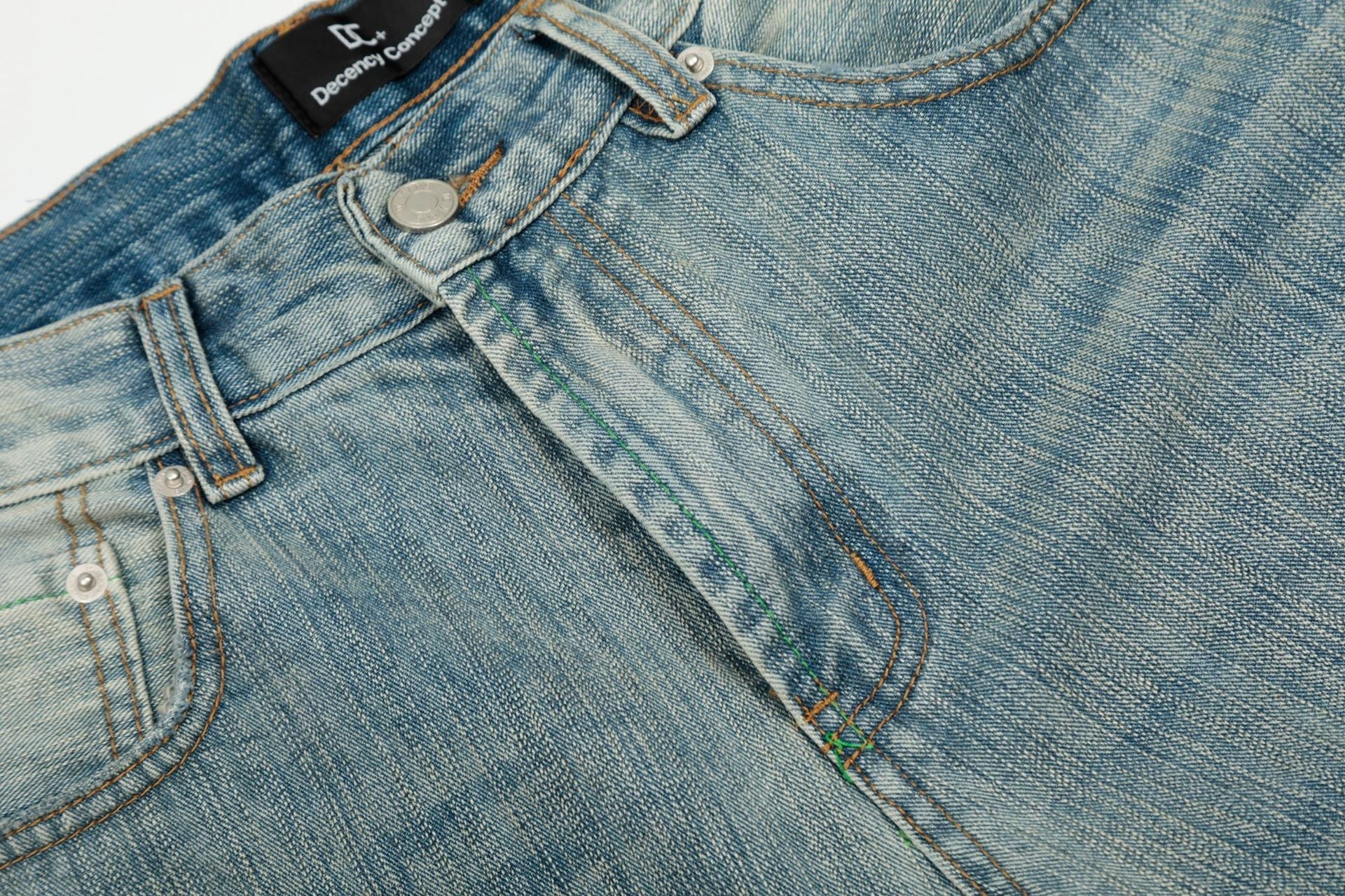 Washed Whisker Wide Leg Denim Jeans