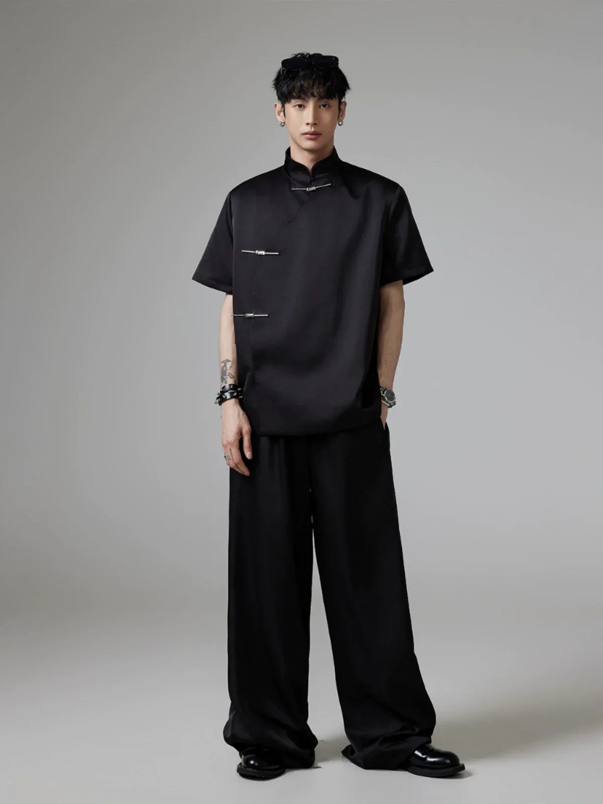 Oversize Chinese-Style Short Sleeve Shirt