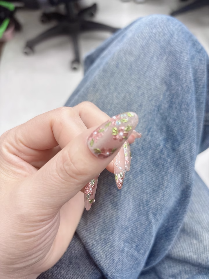 Spring Nails - French Mid and Long Sense Handmade Wearable Nail