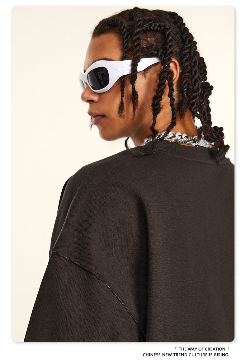 Oversize Heavyweight Basic Round Neck Sweatshirt