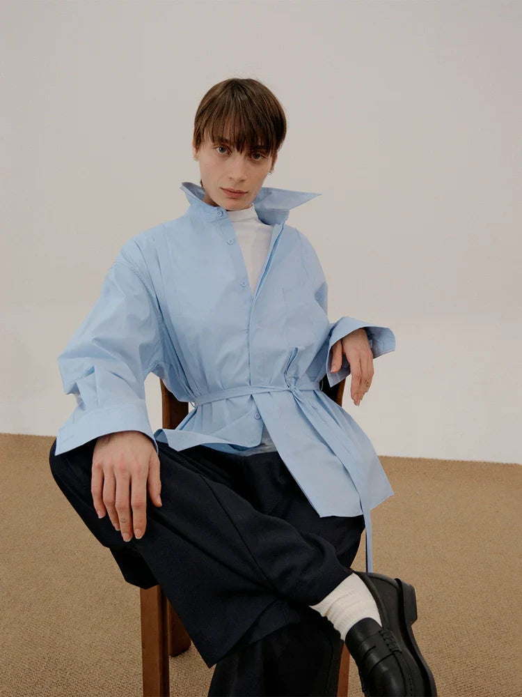 Camicia a maniche lunghe con cintura