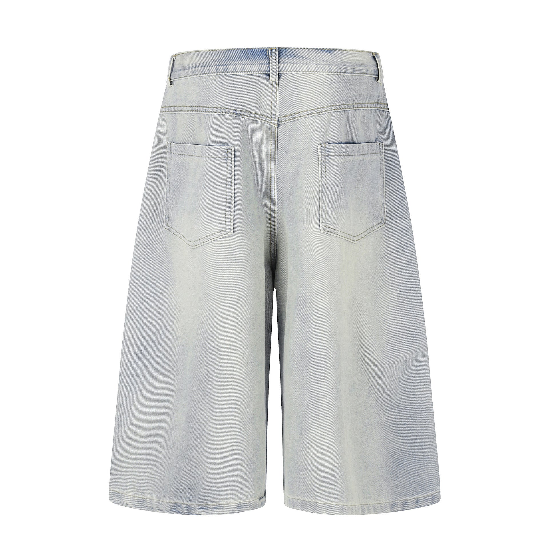 Letter Star Print Denim Jort