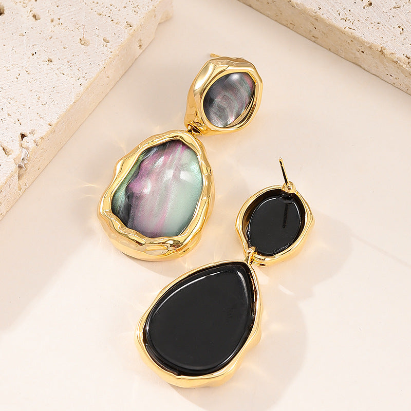 Vintage Irregular ovals Drop-shaped Needle Earrings