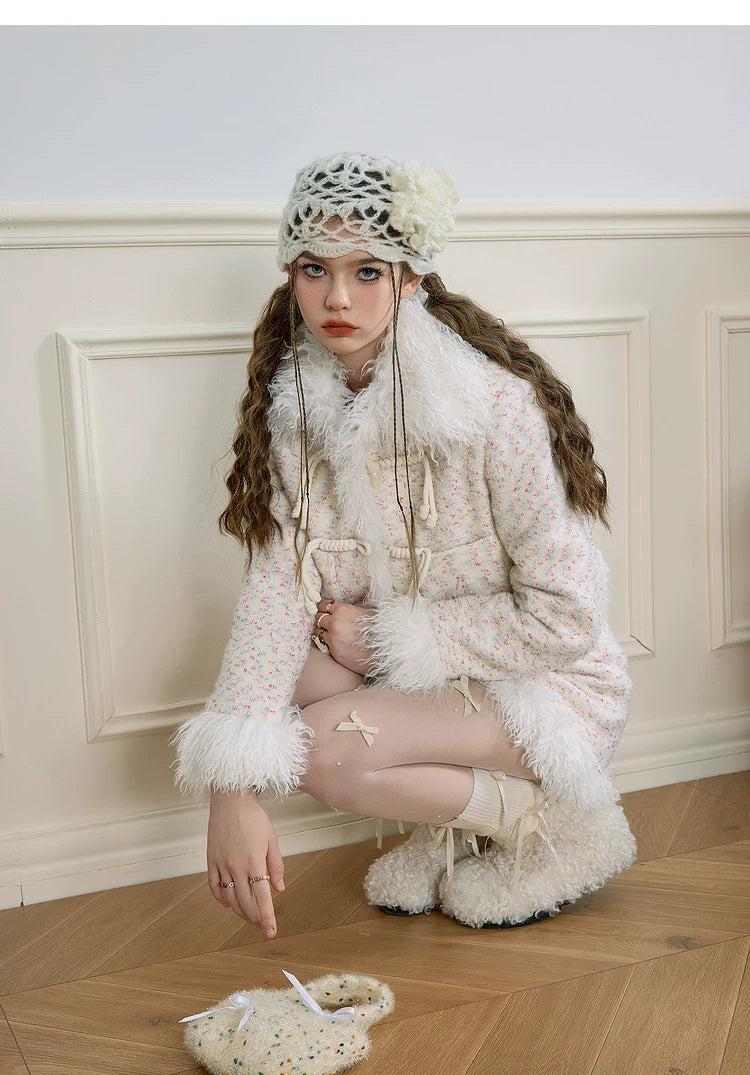 Textured Fake Fur Short Skirt & Jacket Setup