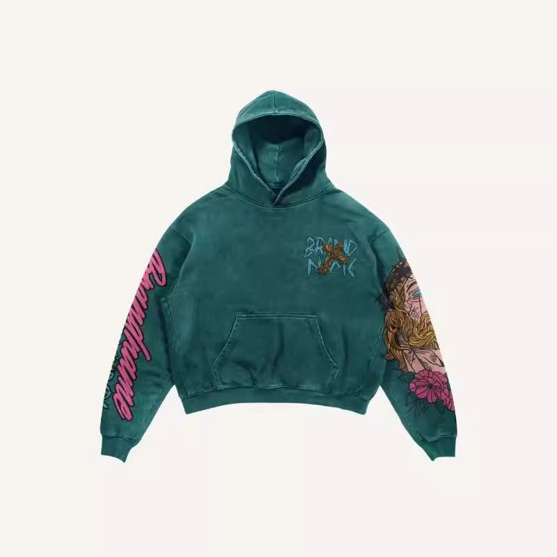 Sweat à capuche imprimé croix Y2K
