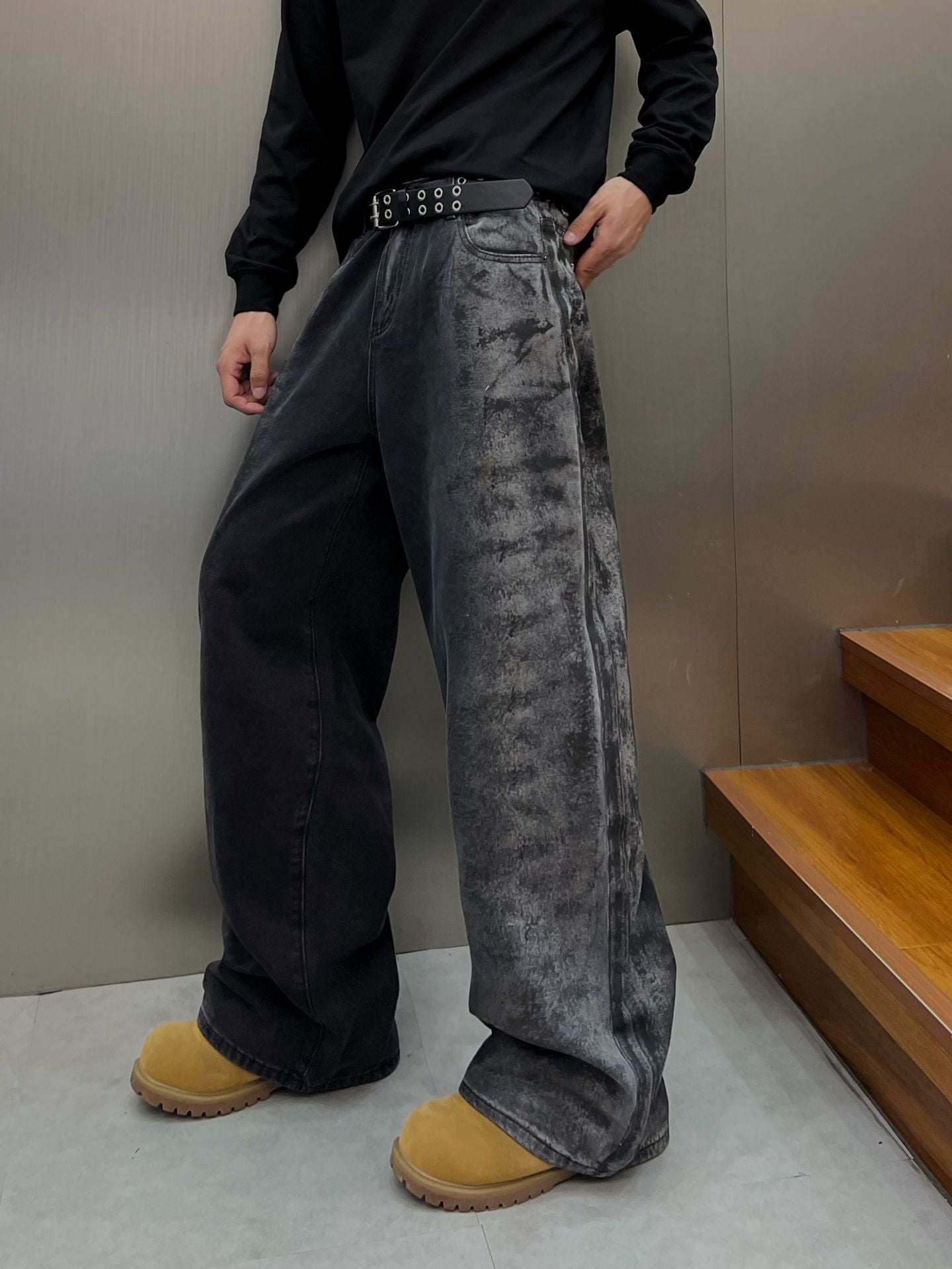 Washed Wide Leg Denim Jeans