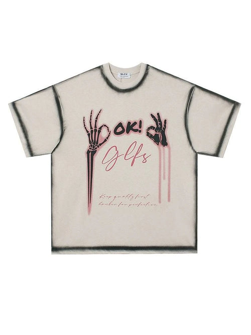 Retro Tie-Dye Skull T-shirt - M / Black