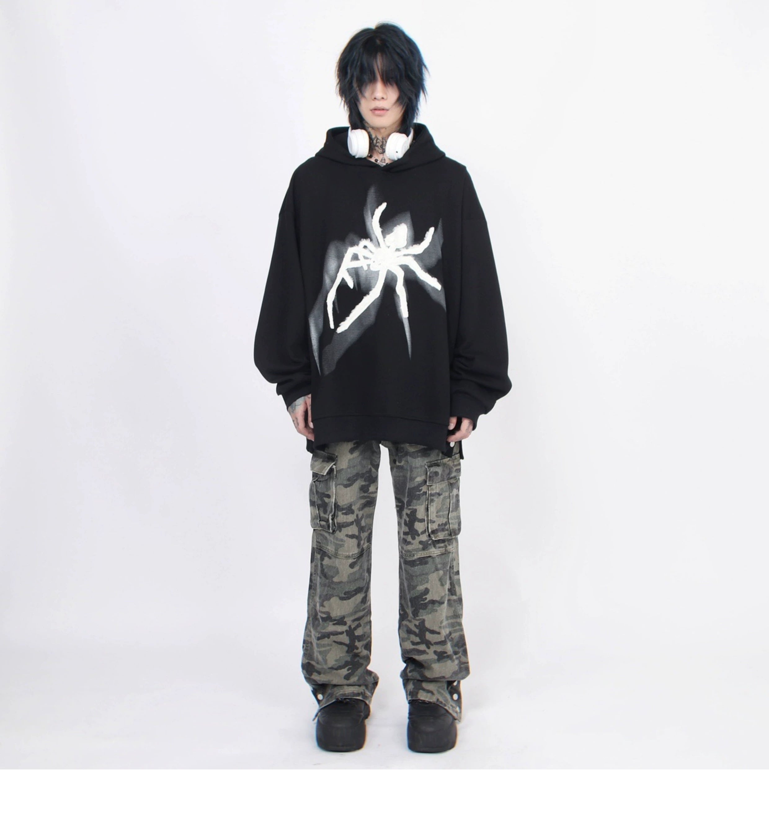 Vintage High Street Spider Embroidery Hoodie