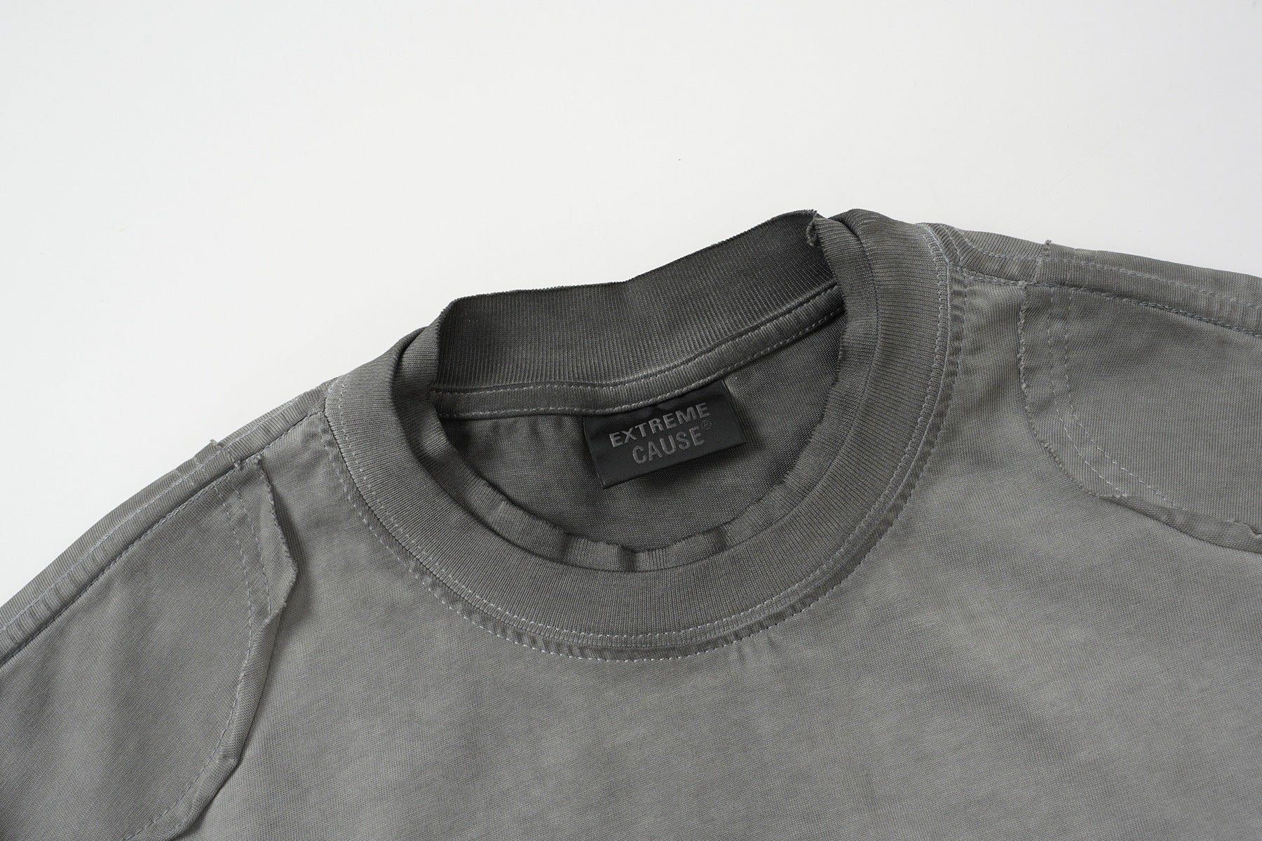 Utility Patchwork Washed Damage Short Sleeve T-Shirt