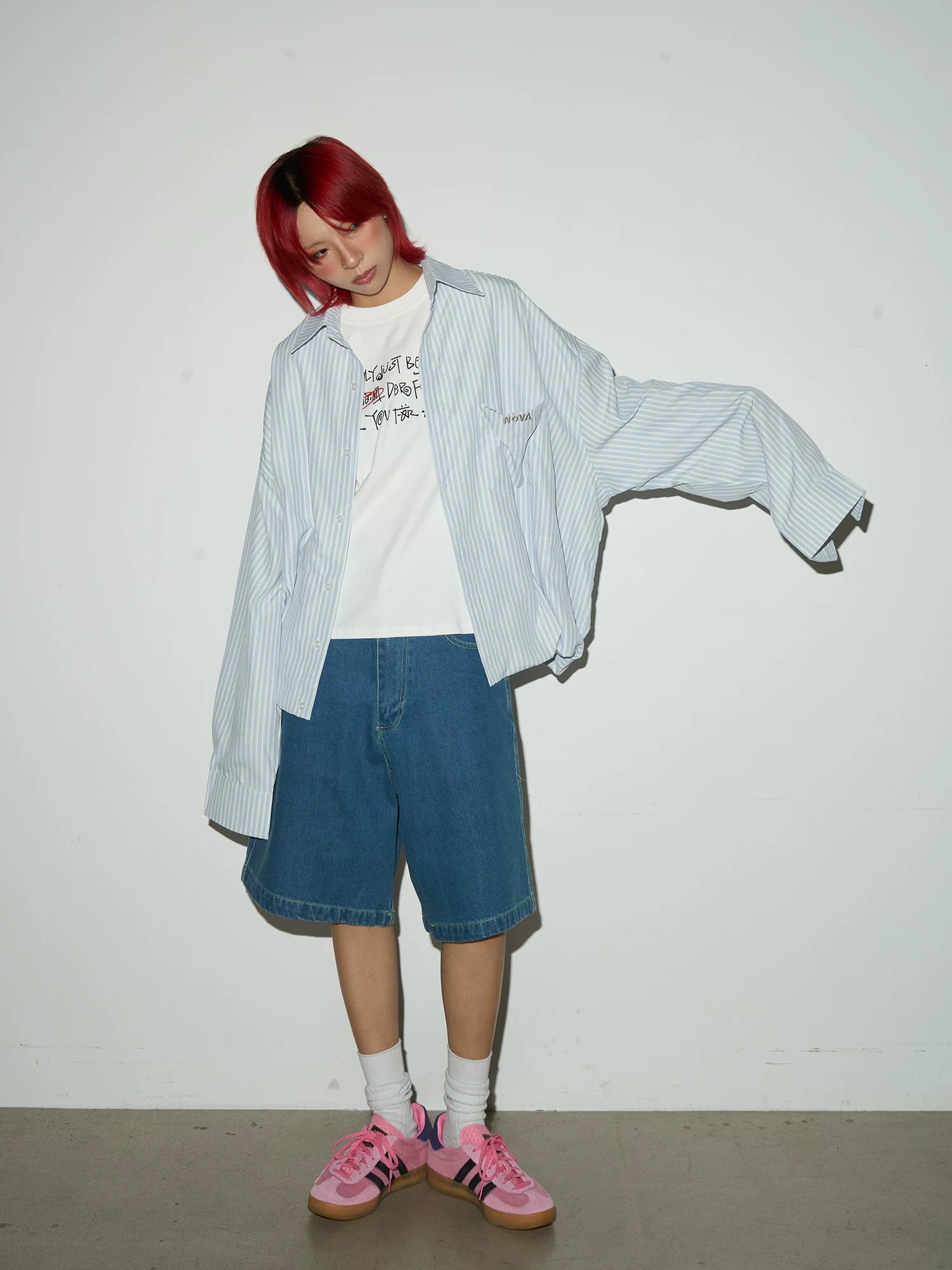 Stripe Oversize Long Sleeve Shirt