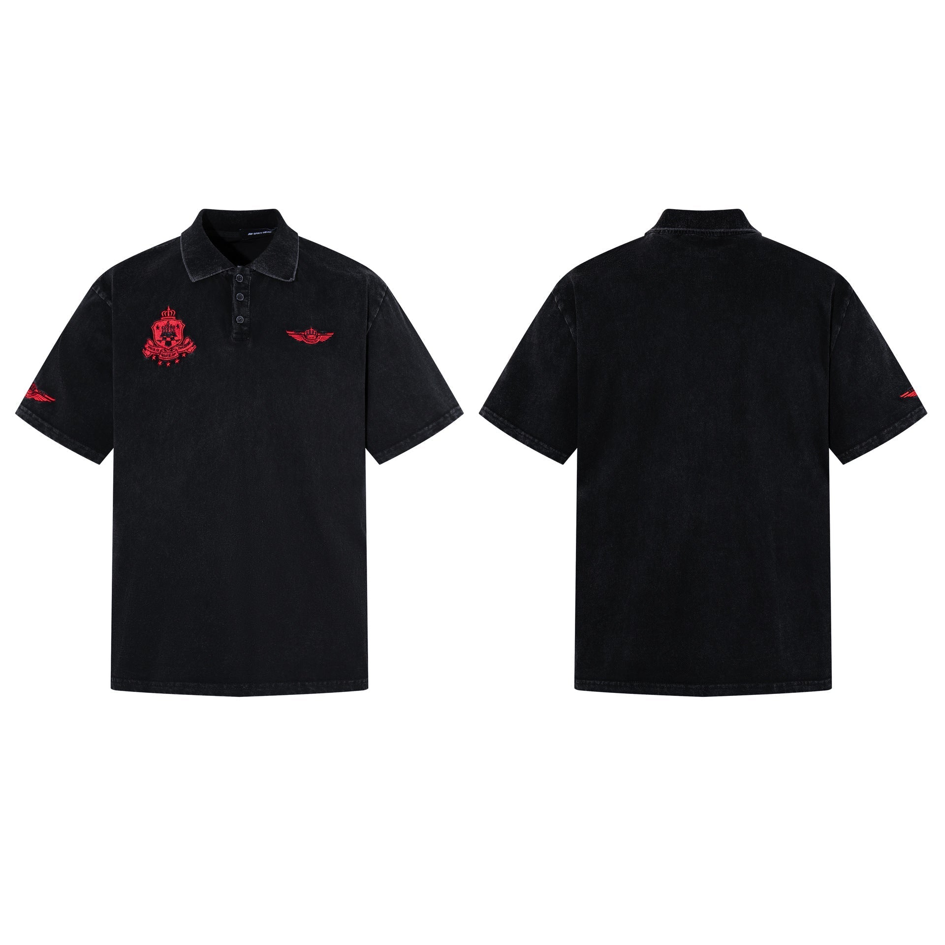 Embroidery Washed Damage Short Sleeve Shirt