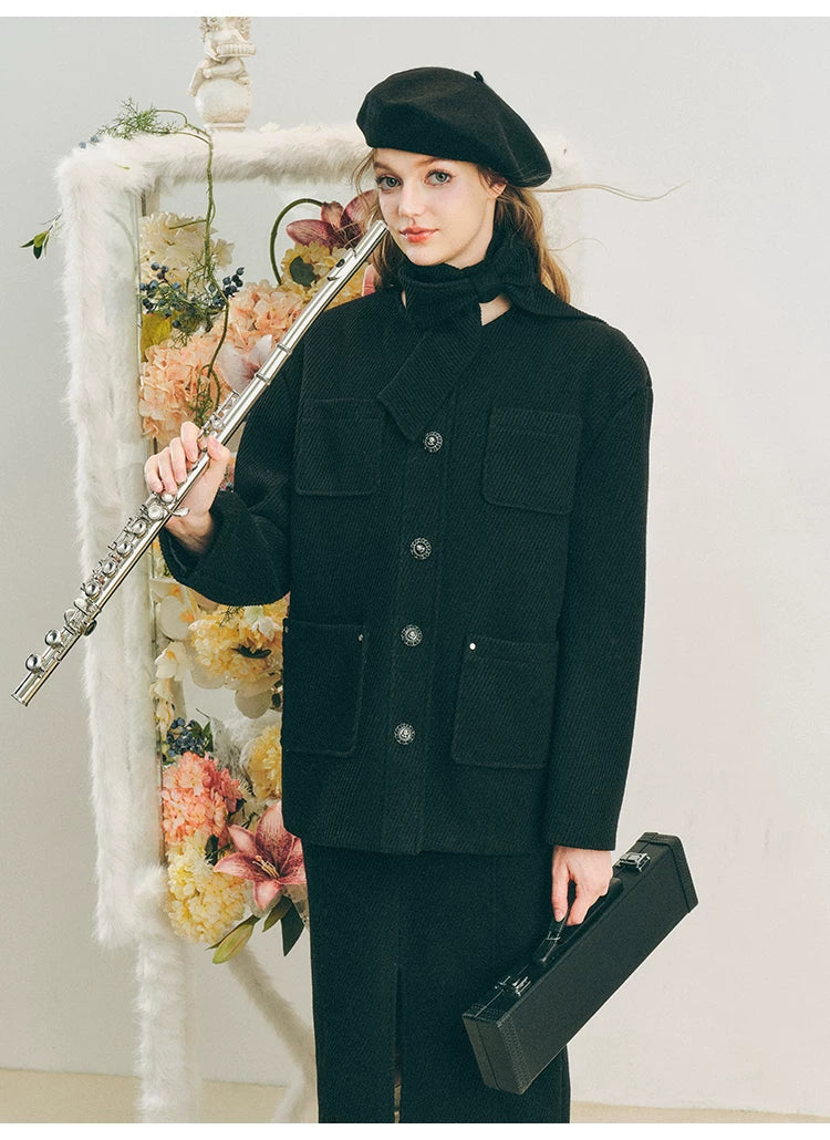 Oversize Corduroy Jacket & Ankle-Length Skirt Setup