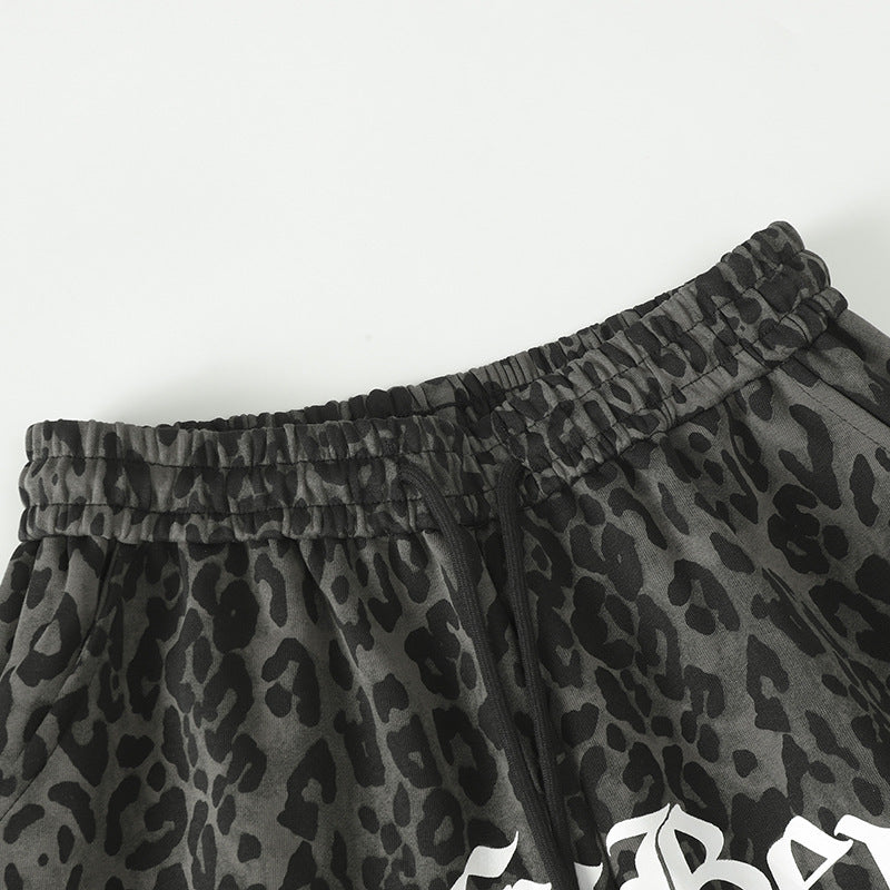 Leopard Print Sporty Drapey Wide Leg Pants