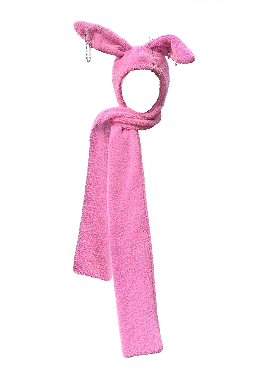 Rabbit Plush Ear Scarf Hat