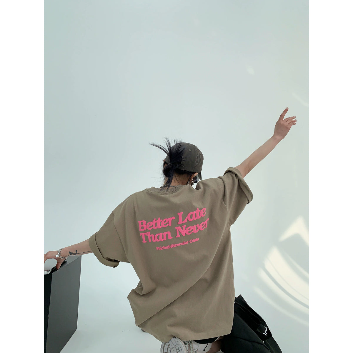 Pink Print Oversize Short Sleeve T-Shirt