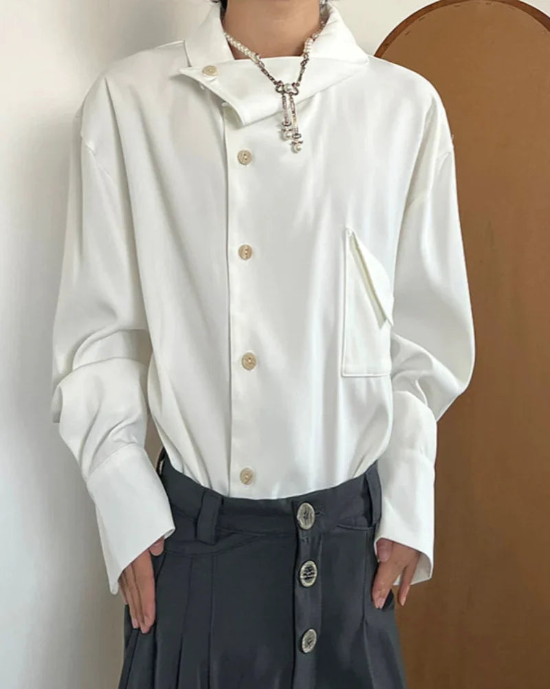 Unique Collar Long Sleeve Shirt