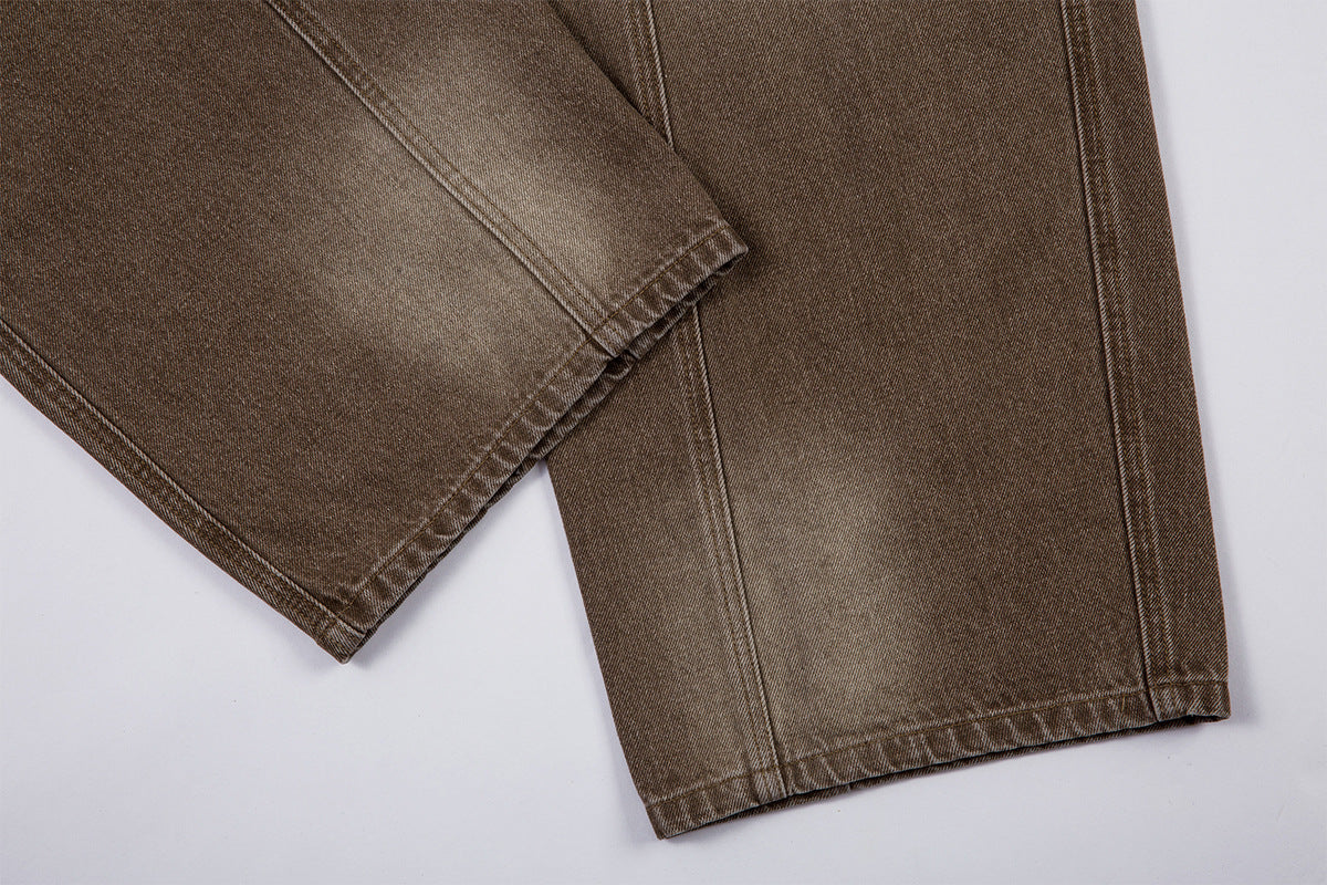 Washed Cargo Wide Leg Denim Jeans