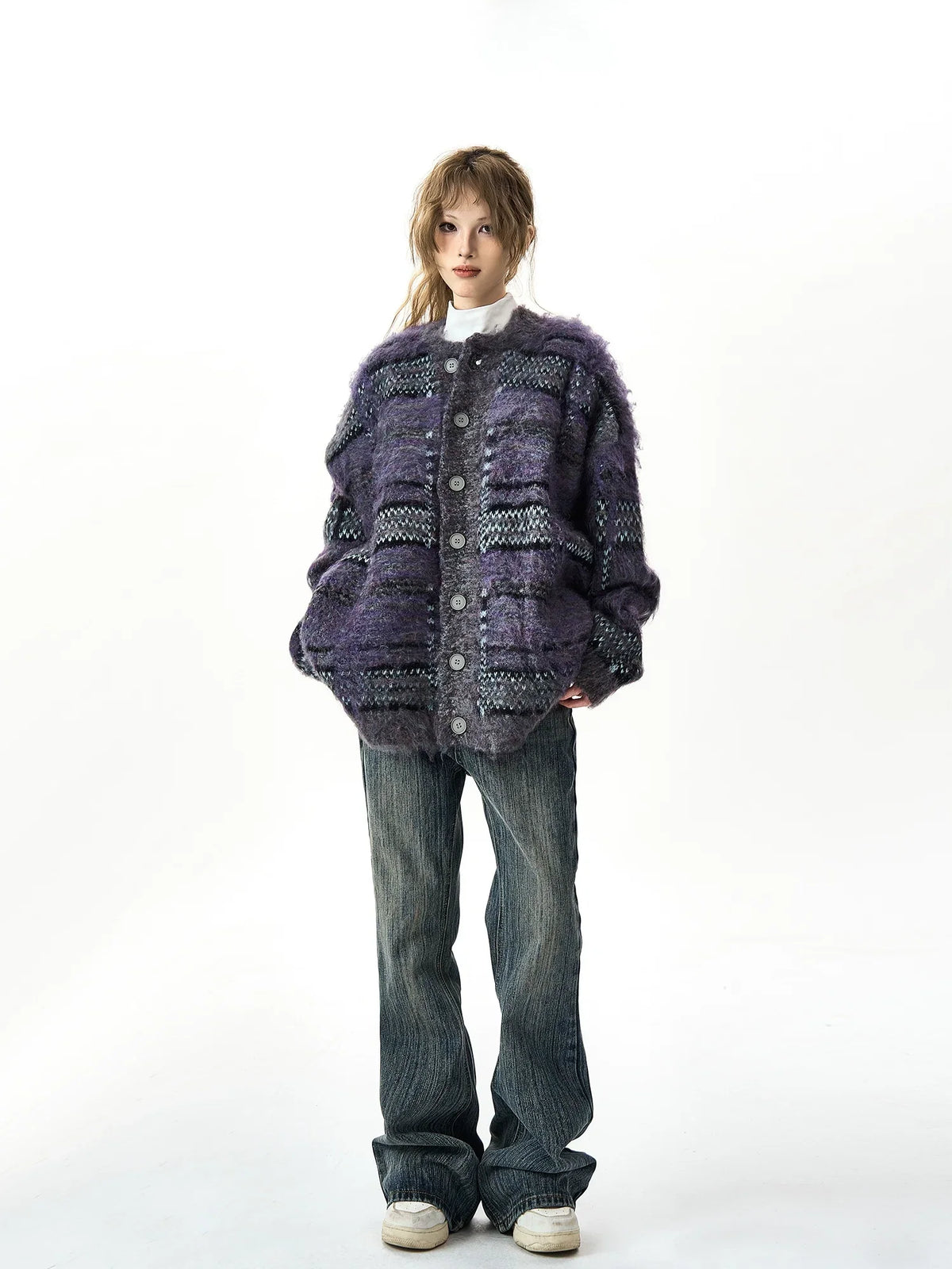 Round Necked Heavyweight Oversize Knit Cardigan