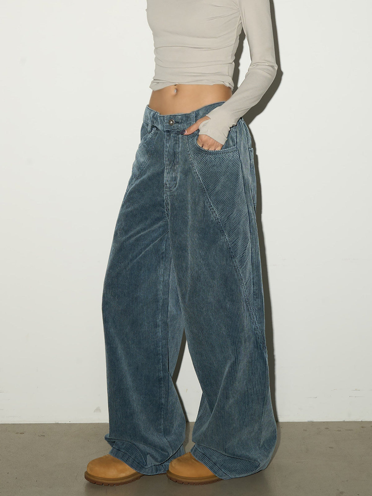 Corduroy High Waist Wide Leg Pants