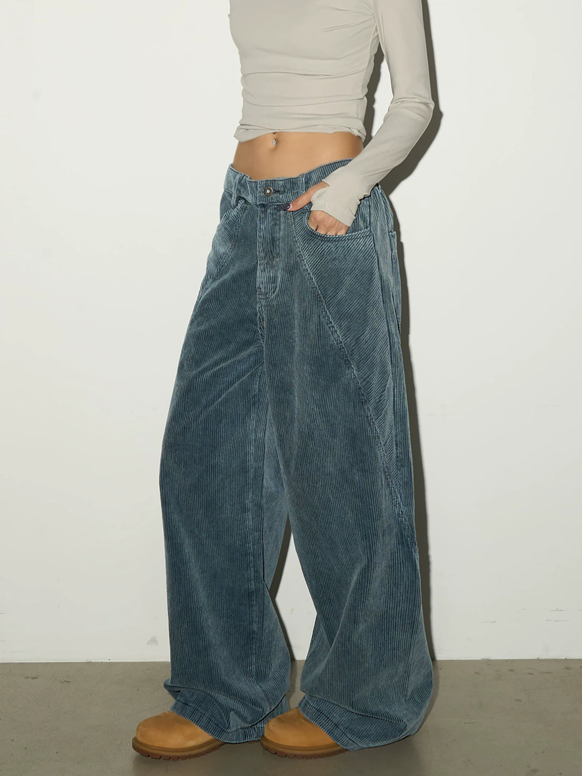 Corduroy High Waist Wide Leg Pants