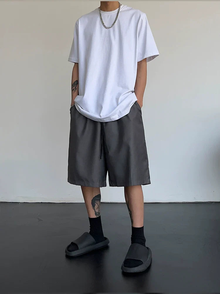 Back Zip Design Wide Leg Sporty Short Pants