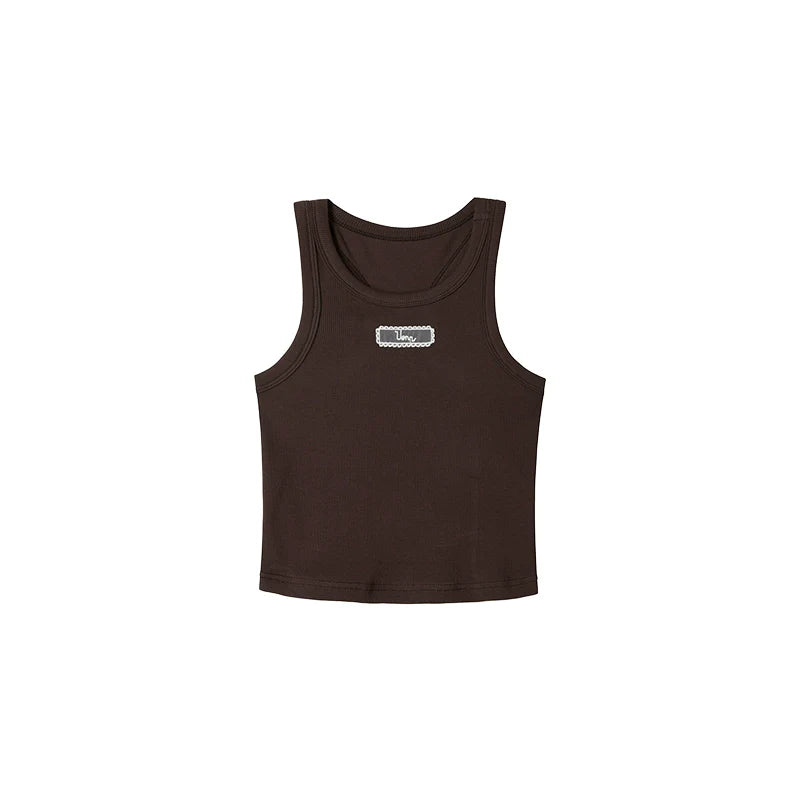 Lettered Cropped Cut-Out Round Neck Vest - MADXMARX
