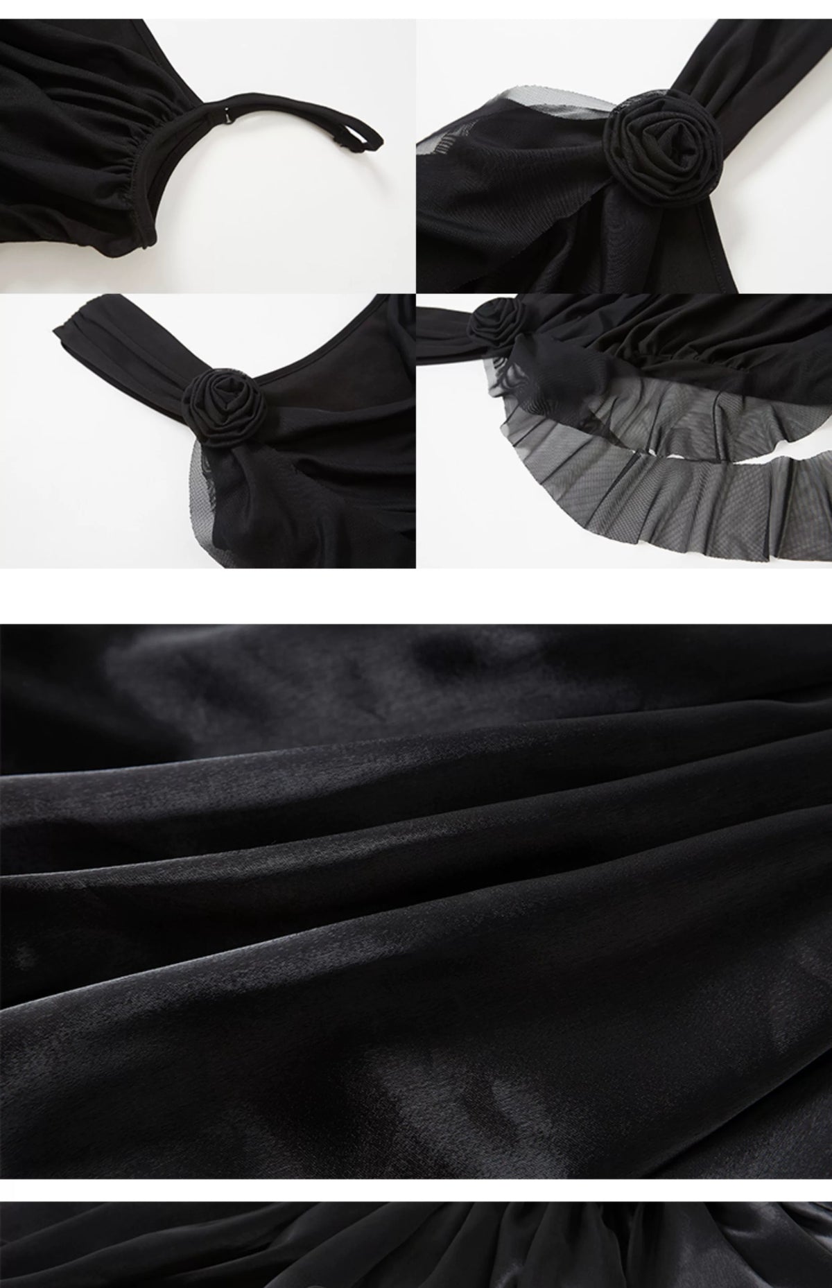 Rose Design A-Line Fluffy Tassel Slim Fit Dress