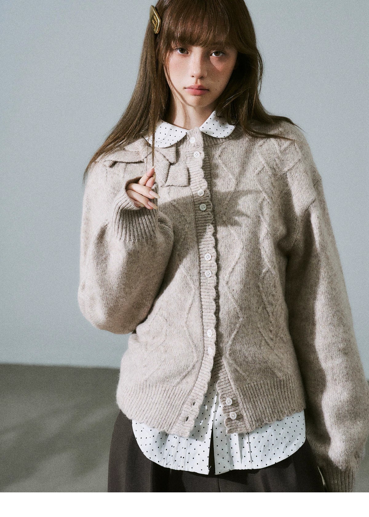 Moonlight Silhouette Bow Detail Wool Knit Cardigan