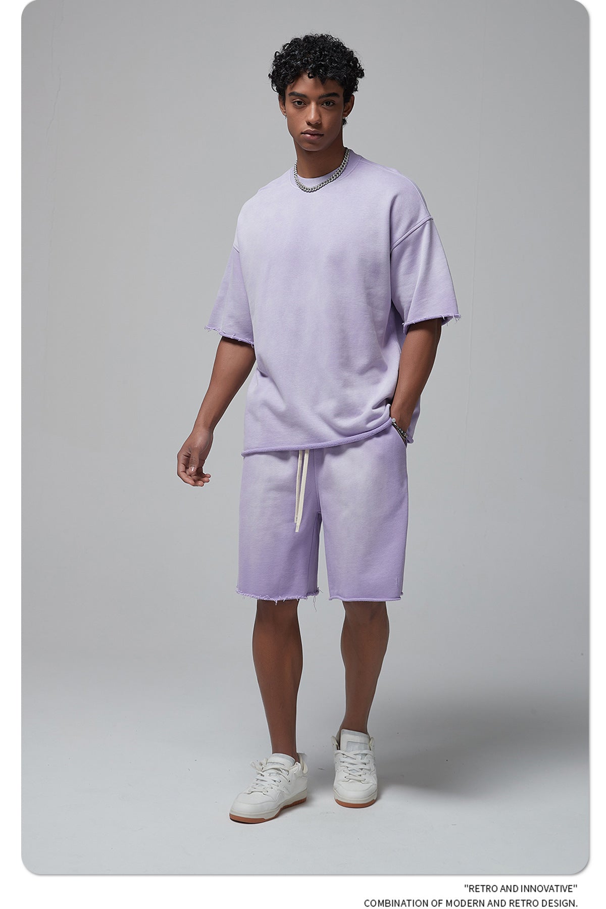 Oversize Spray-dyed Short-sleeve T-shirt & Spray-dyed Short Sweatpants Setup