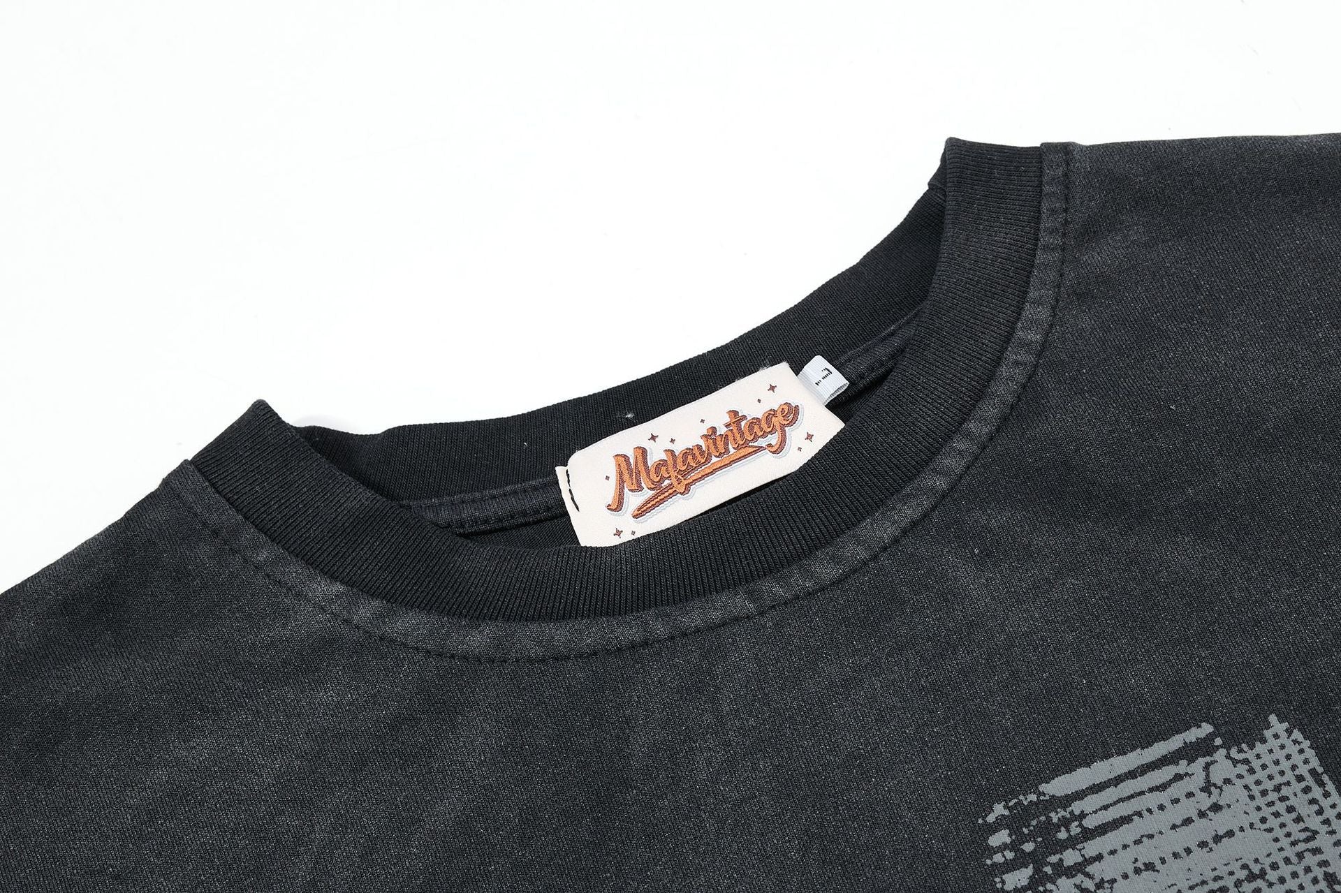 Star Applique Embroidery Washed Short Sleeve T-Shirt