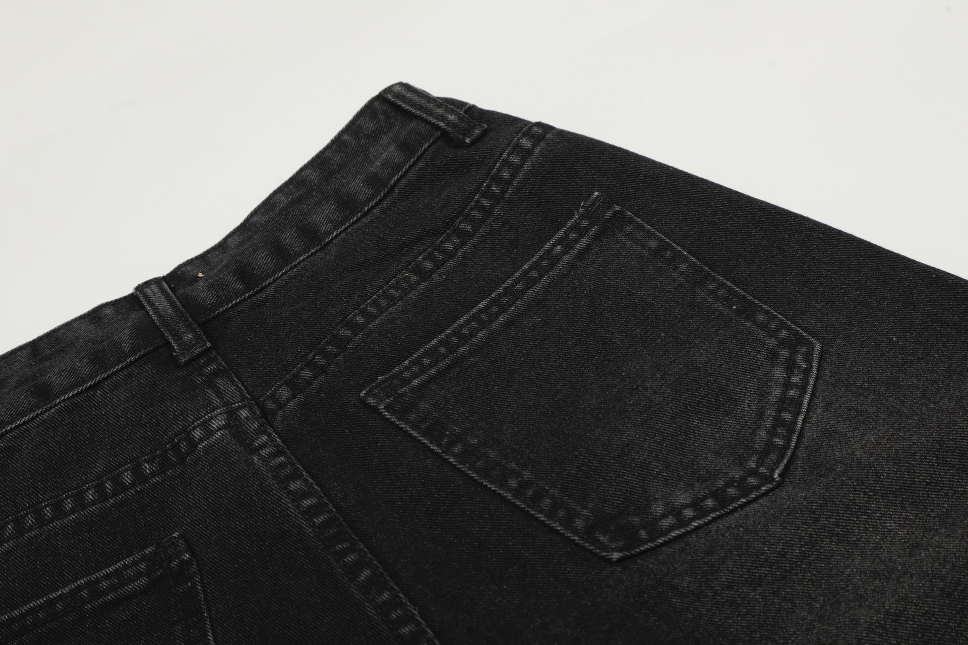 Washed Studs Detail Wide Leg Denim Jeans
