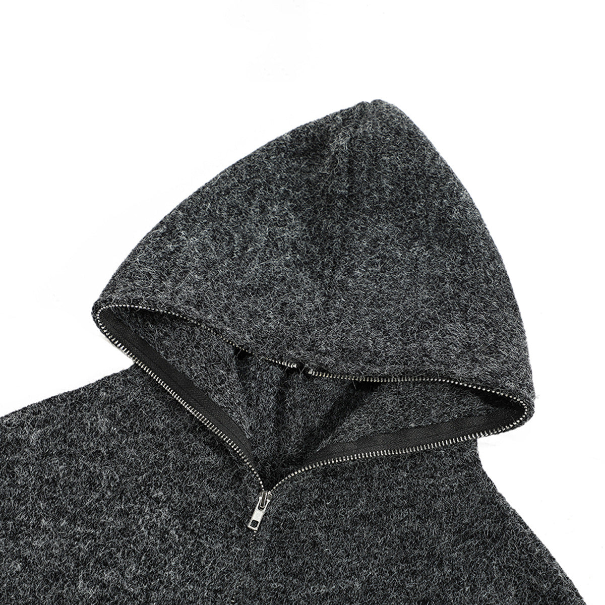 Felpa con cappuccio e cerniera in maglia con fodera in pile