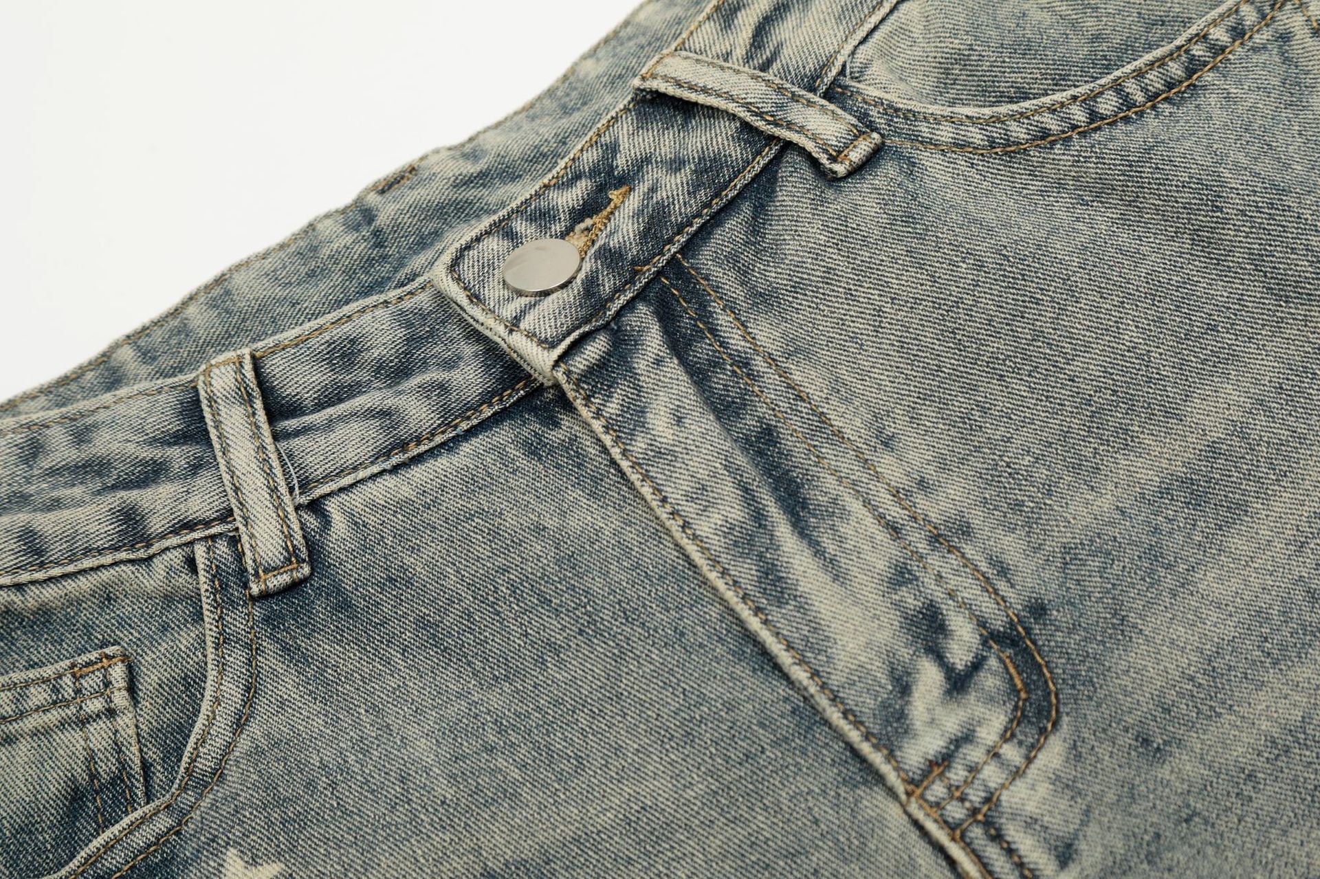 Star Print Curved Denim Jeans