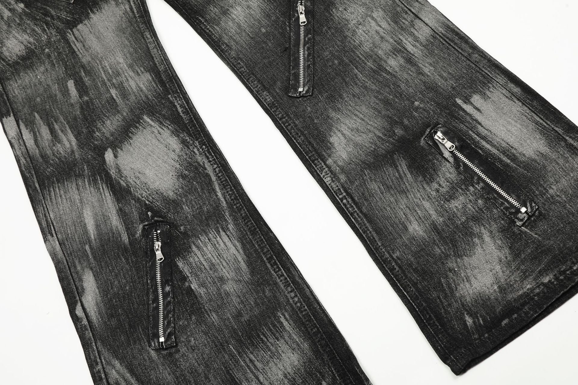 Paint Brush Zipper Flare Denim Jeans