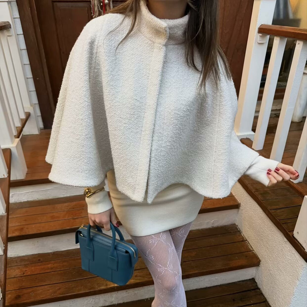 Collar Cropped Cape Jacket