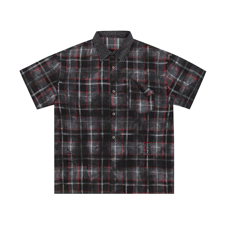 Oversize Plaid Short Sleeve Shirt