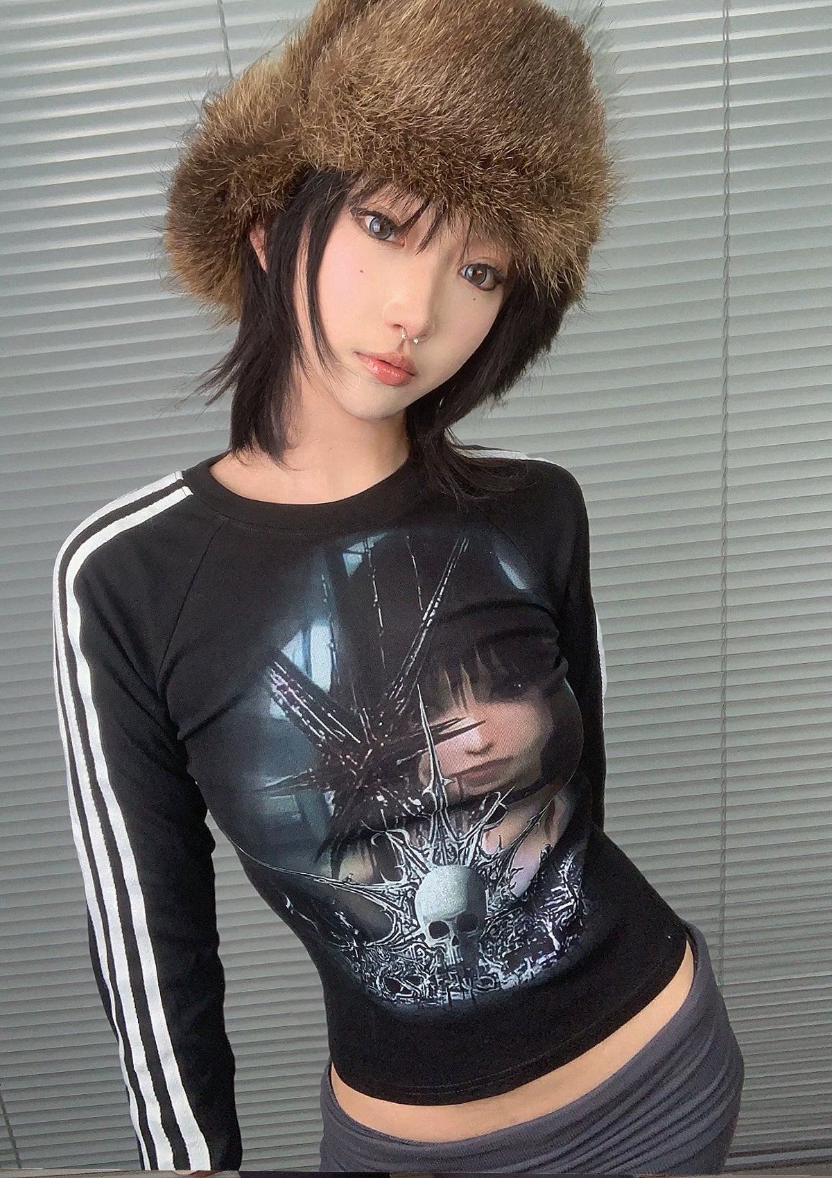 Liquid Metal Subculture Black Slim Long Sleeve T-Shirt