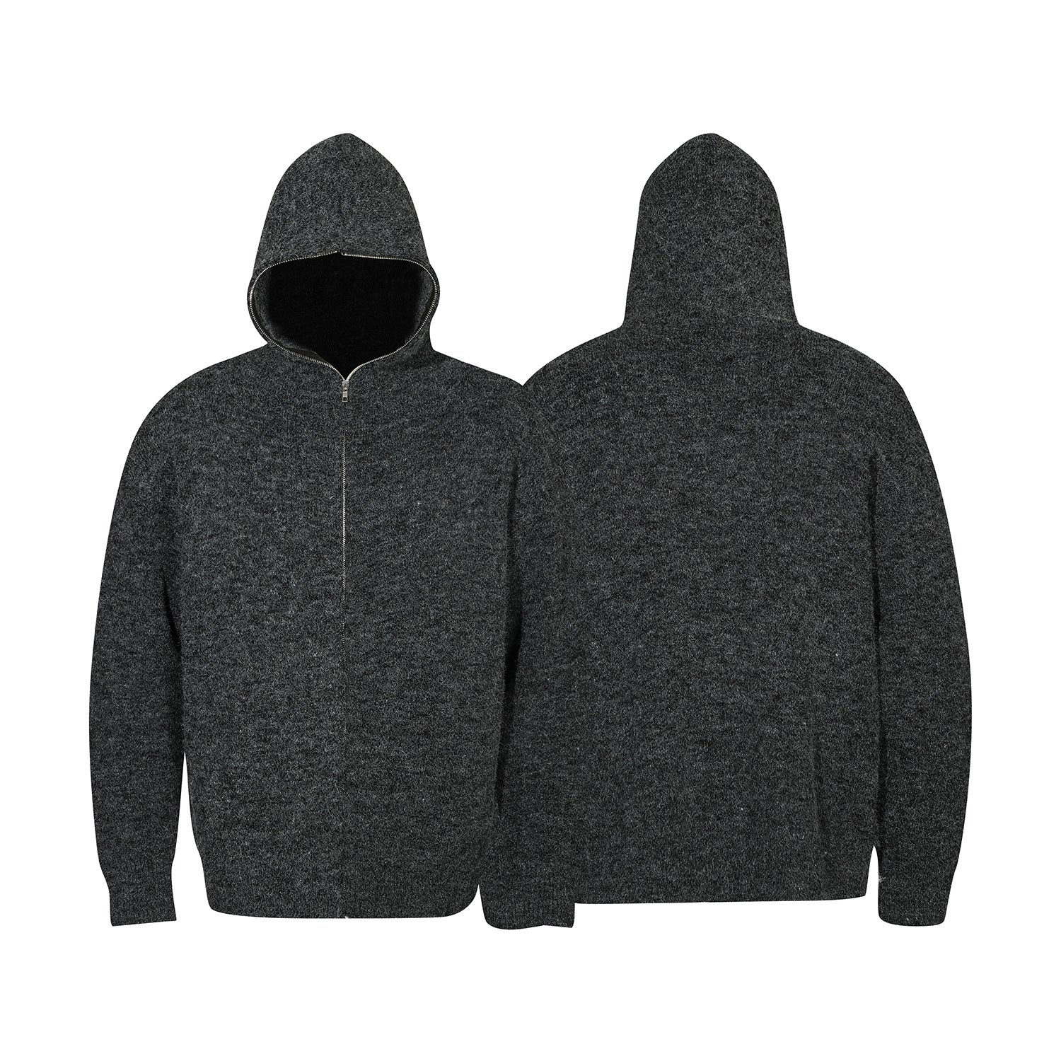 Felpa con cappuccio e cerniera in maglia con fodera in pile