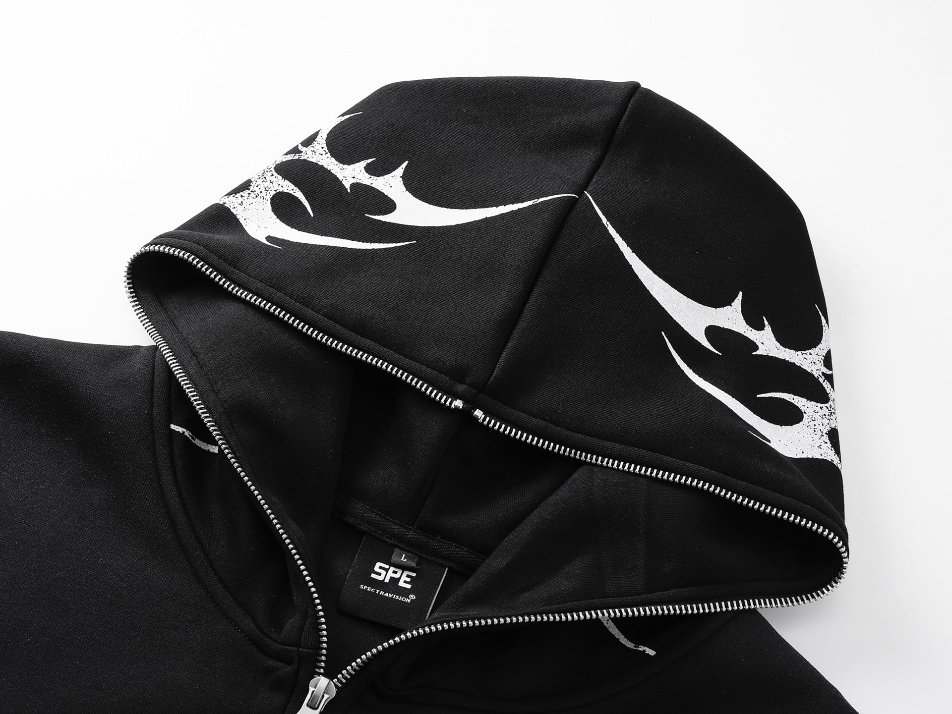 Letter Tribal Print Zipper Hoodie