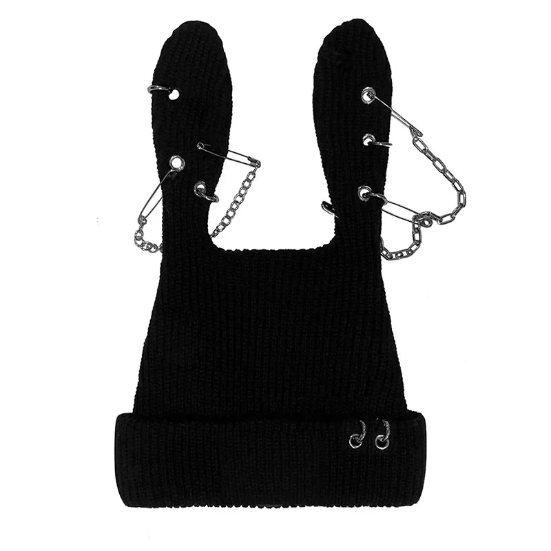 Rabbit Ribbed Knit Hat