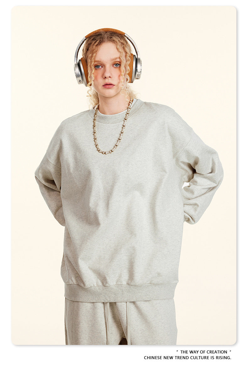 Oversize Heavyweight Basic Round Neck Sweatshirt