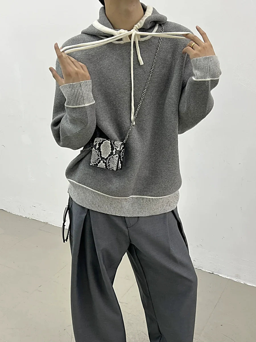 Colorblock Pullover Knit Hoodie