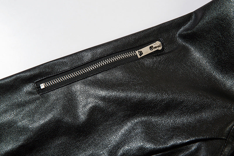 Cropped Loose Leather Jacket