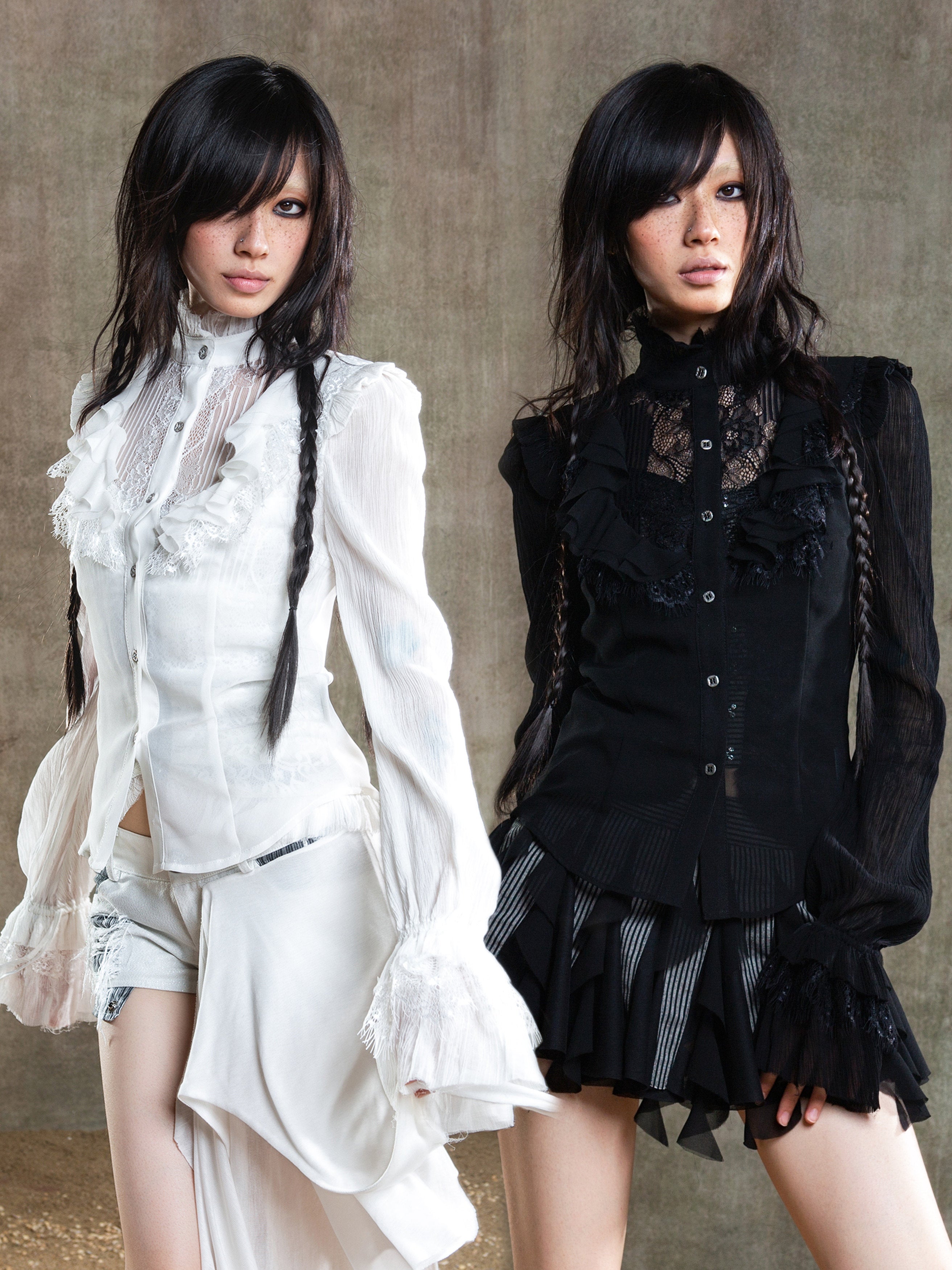 Sheer Chiffon Gothic Court Style Blouse