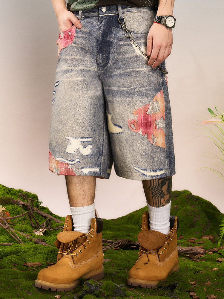 Floral Print Denim Short