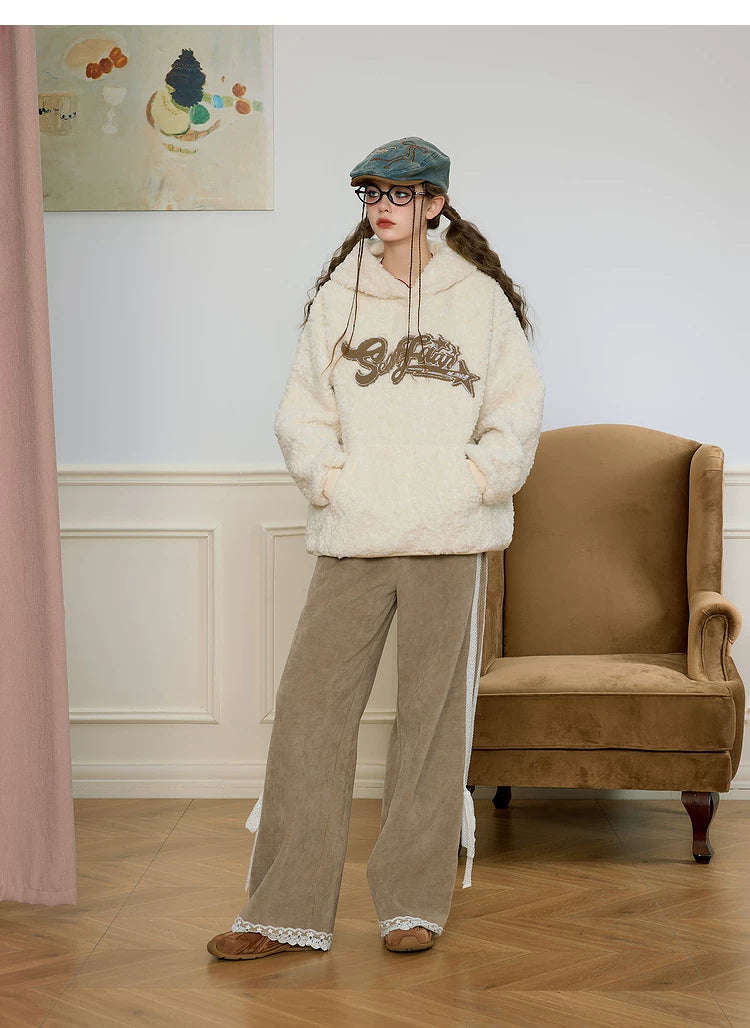 Towel Embroidery Fleece Pullover Hoodie