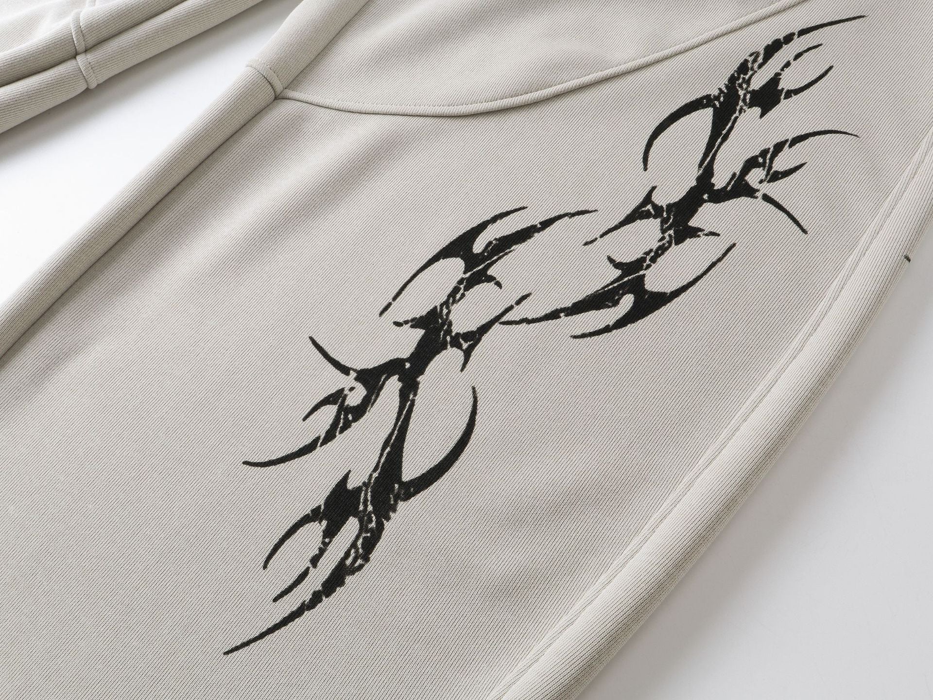 Thorn Print Zipper Hoodie & Thorn Print Wide Leg Sweatpants Setup