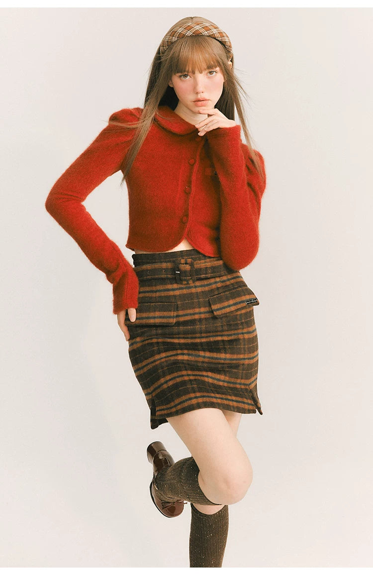 Cropped Round Collar Button Jacket